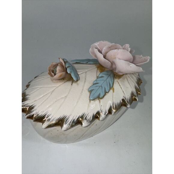 Porcelain Jewelry Trinket Dresser Box w/Lid & 2 Trays Arnart Creation Japan MCM - Picture 7 of 16